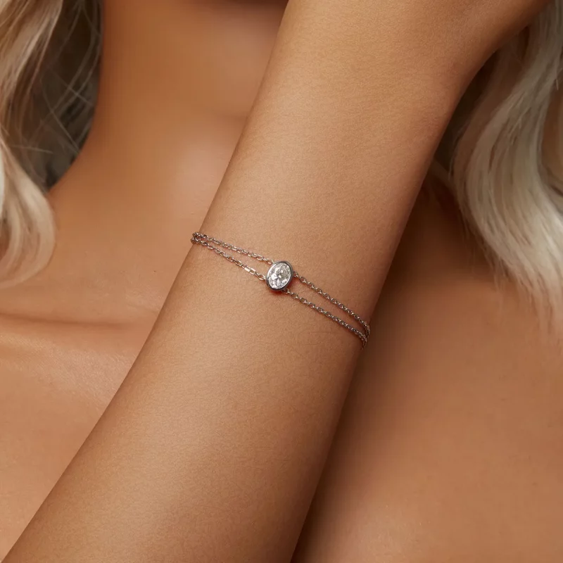 (afbeelding voor) PANDORA Stijl 1Kt Dubbellaagse Moissanite Armband (Eén Certificaat) - MSB012 - Bekijken 5