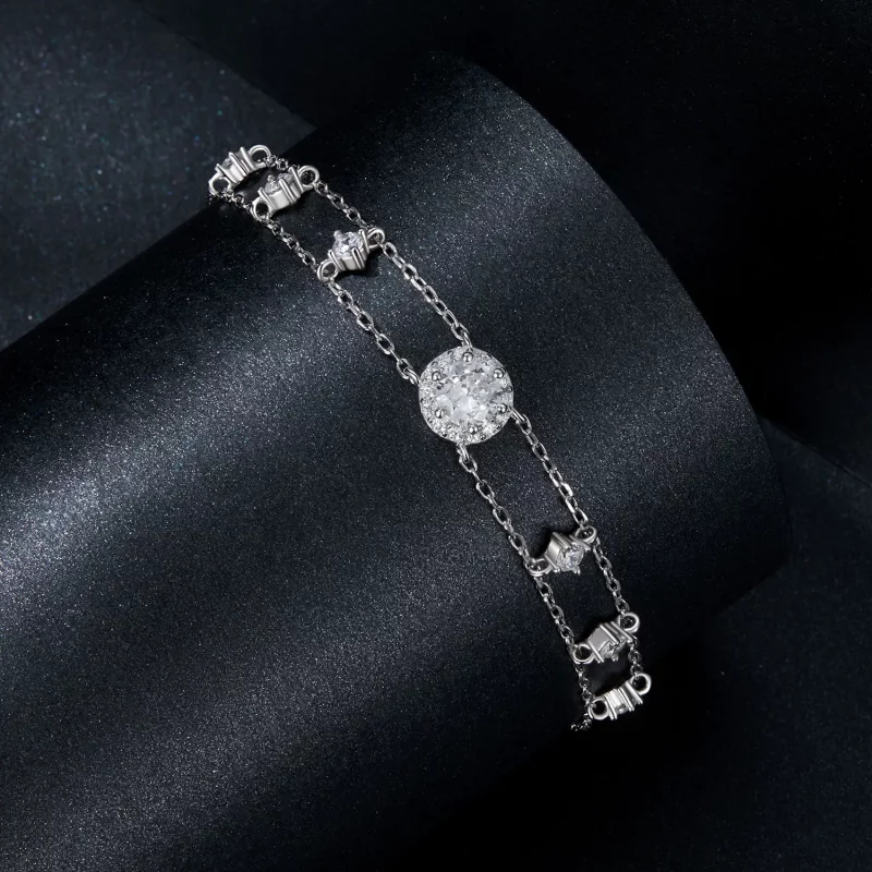 (afbeelding voor) PANDORA Stijl Sparkling Double Moissanite Armband (Eén Certificaat) - MSB013 - Bekijken 2