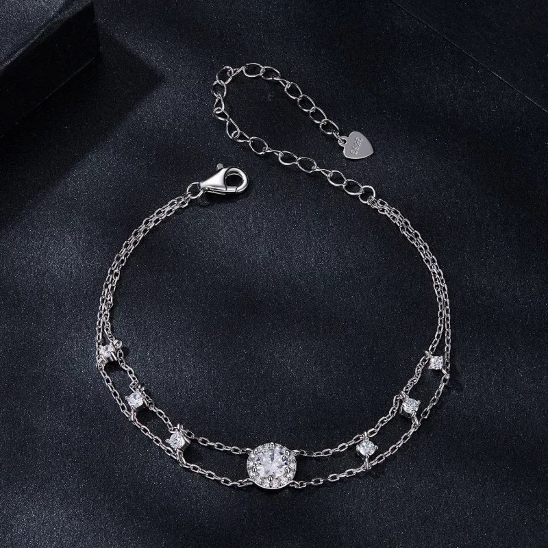 (afbeelding voor) PANDORA Stijl Sparkling Double Moissanite Armband (Eén Certificaat) - MSB013 - Bekijken 3