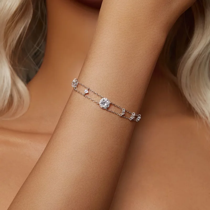 (afbeelding voor) PANDORA Stijl Sparkling Double Moissanite Armband (Eén Certificaat) - MSB013 - Bekijken 5