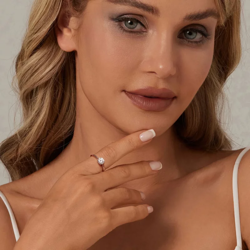 (afbeelding voor) PANDORA Stijl Fonkelende 1Ct Moissanite Ring (Eén Certificaat) - MSR044 - Bekijken 4