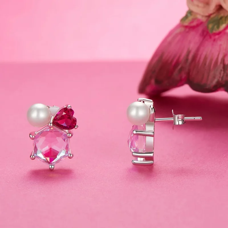 (afbeelding voor) PANDORA Stijl Roze Glinsterende Parel Oorbellen - SCE1697 - Bekijken 3