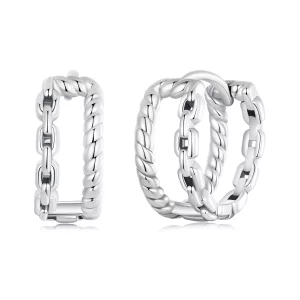 PANDORA Stijl Dubbele Laag Oorbeugel Oorbellen - SCE1702 (afbeelding voor) PANDORA Stijl Dubbele Laag Oorbeugel Oorbellen - SCE1702