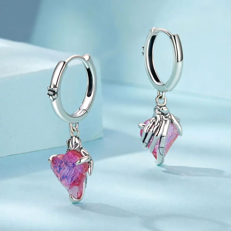 (afbeelding voor) PANDORA Stijl Skelet Hand Hartvormige Oorbellen - SCE1705 - Bekijken 3