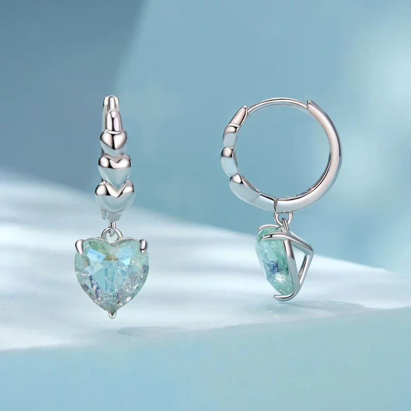 (afbeelding voor) PANDORA Stijl Blauw Groen Ijs Zirkonia Hartvormige Oorbellen - SCE1706 - Bekijken 2