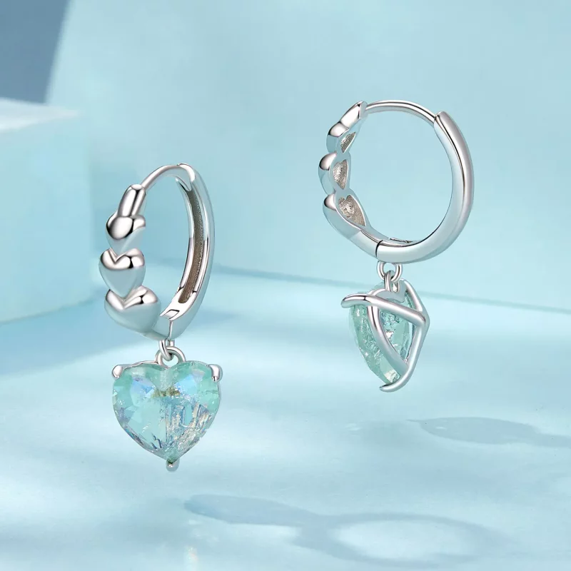 (afbeelding voor) PANDORA Stijl Blauw Groen Ijs Zirkonia Hartvormige Oorbellen - SCE1706 - Bekijken 3