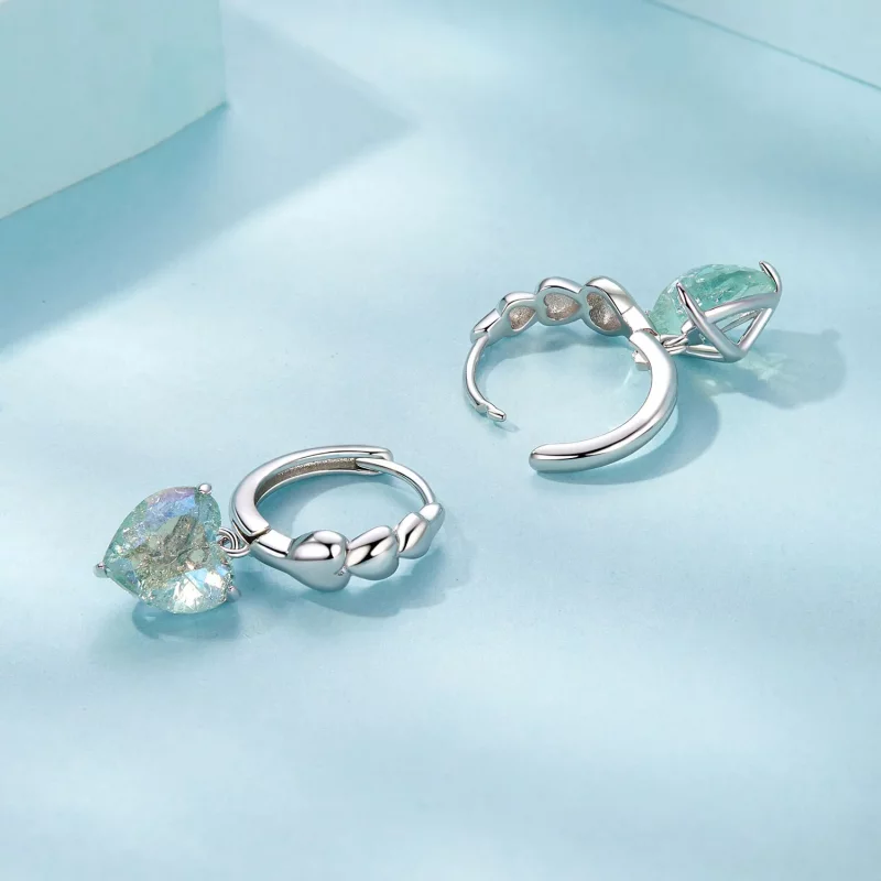 (afbeelding voor) PANDORA Stijl Blauw Groen Ijs Zirkonia Hartvormige Oorbellen - SCE1706 - Bekijken 4