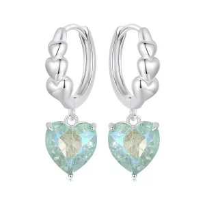 PANDORA Stijl Blauw Groen Ijs Zirkonia Hartvormige Oorbellen - SCE1706 (afbeelding voor) PANDORA Stijl Blauw Groen Ijs Zirkonia Hartvormige Oorbellen - SCE1706