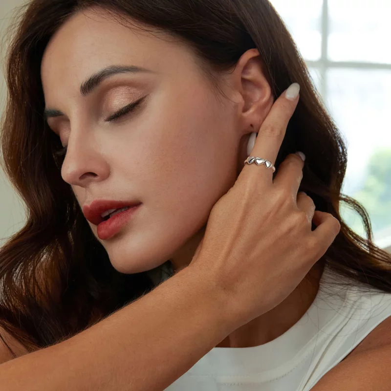 (afbeelding voor) PANDORA Stijl Hartvormige Open Ring - SCR1001-E - Bekijken 7