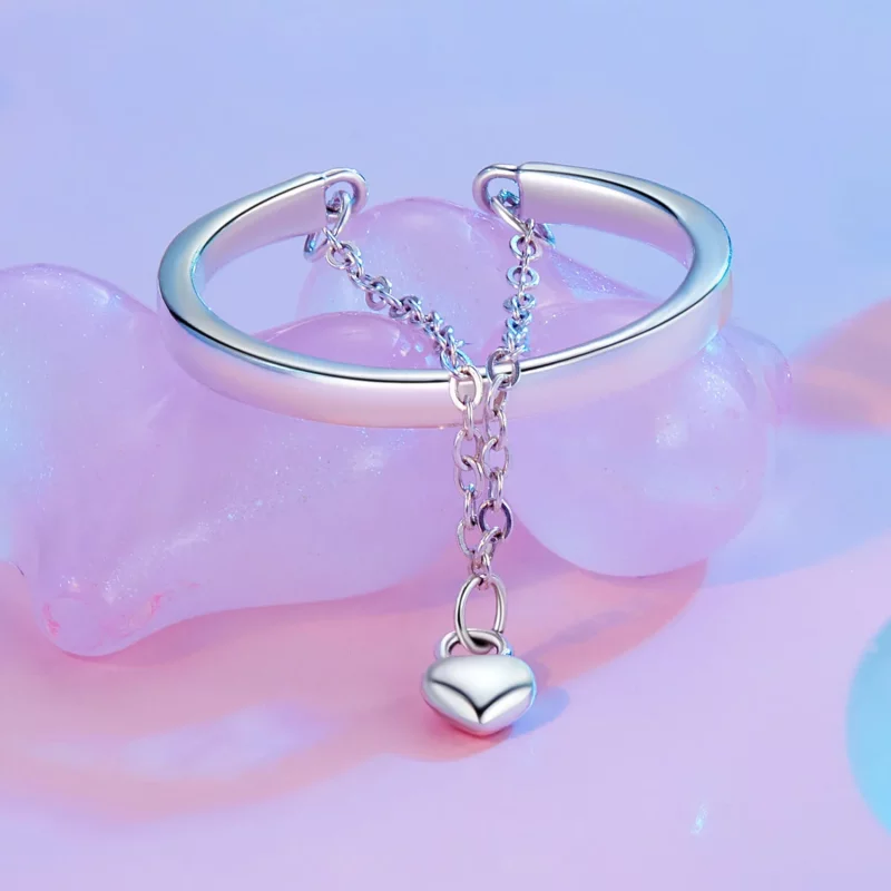(afbeelding voor) PANDORA Stijl Hartvormige Ketting Dubbele Laag Open Ring - SCR1004-E - Bekijken 2