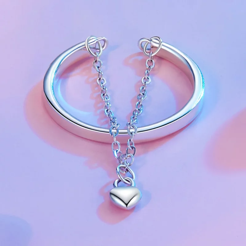 (afbeelding voor) PANDORA Stijl Hartvormige Ketting Dubbele Laag Open Ring - SCR1004-E - Bekijken 3