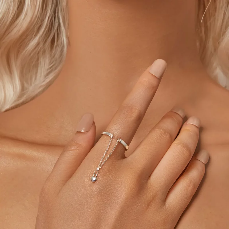 (afbeelding voor) PANDORA Stijl Hartvormige Ketting Dubbele Laag Open Ring - SCR1004-E - Bekijken 6