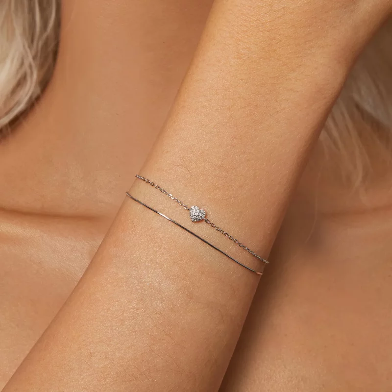 (afbeelding voor) PANDORA Stijl Glinsterend Hart Dubbele Laag Armband - BSB169 - Bekijken 5