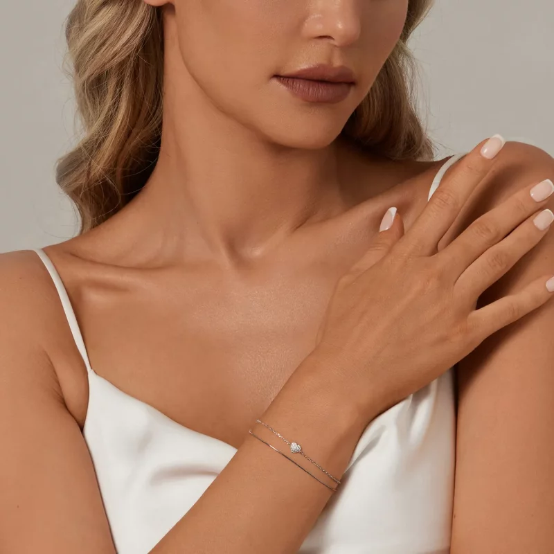 (afbeelding voor) PANDORA Stijl Glinsterend Hart Dubbele Laag Armband - BSB169 - Bekijken 6