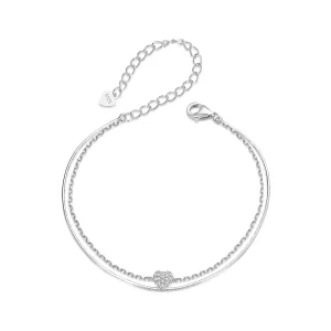 (afbeelding voor) PANDORA Stijl Glinsterend Hart Dubbele Laag Armband - BSB169