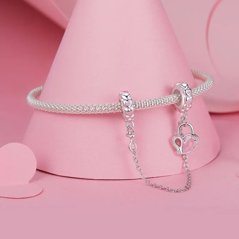 (afbeelding voor) PANDORA Stijl Geliefden Hart Slot Veiligheidsketting - BSC975 - Bekijken 3