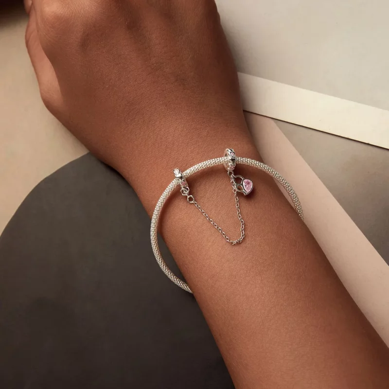 (afbeelding voor) PANDORA Stijl Geliefden Hart Slot Veiligheidsketting - BSC975 - Bekijken 5