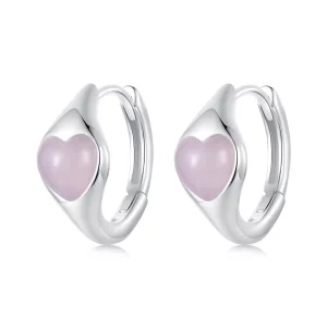 PANDORA-stijl Roze Hart Oorbellen - BSE1000 (afbeelding voor) PANDORA-stijl Roze Hart Oorbellen - BSE1000