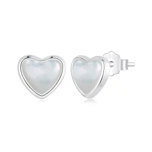 PANDORA Stijl Hartverwarmende Witte Oorbellen - BSE969 (afbeelding voor) PANDORA Stijl Hartverwarmende Witte Oorbellen - BSE969