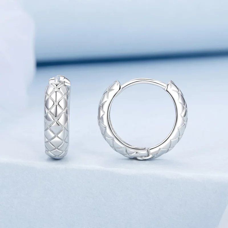 (afbeelding voor) PANDORA-stijl Diamantpatroon Oorbellen - BSE983 - Bekijken 2