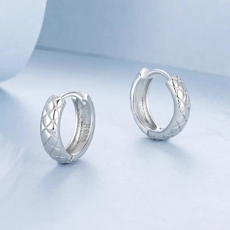 (afbeelding voor) PANDORA-stijl Diamantpatroon Oorbellen - BSE983 - Bekijken 3