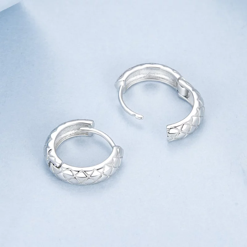 (afbeelding voor) PANDORA-stijl Diamantpatroon Oorbellen - BSE983 - Bekijken 4