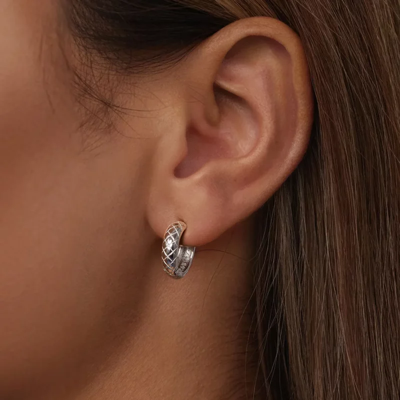 (afbeelding voor) PANDORA-stijl Diamantpatroon Oorbellen - BSE983 - Bekijken 5