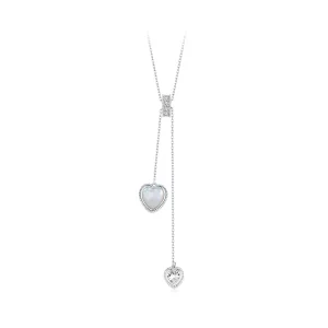 PANDORA Stijl Hart-Klopwitte Schelp Y-Vormige Keten Halsketting - BSN372 (afbeelding voor) PANDORA Stijl Hart-Klopwitte Schelp Y-Vormige Keten Halsketting - BSN372