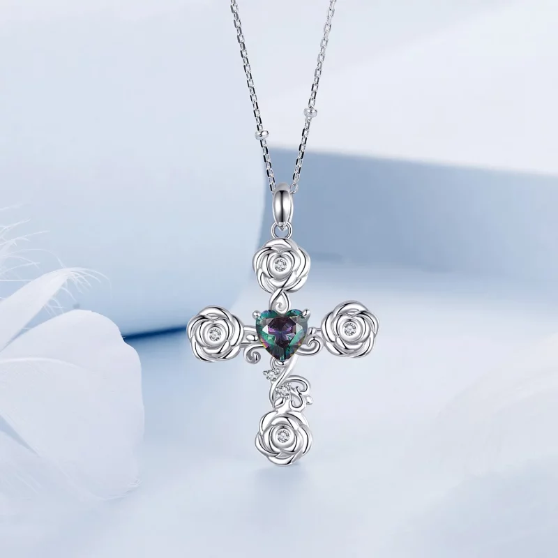 (afbeelding voor) PANDORA Stijl Rozen Kruis Ketting - BSN379 - Bekijken 3