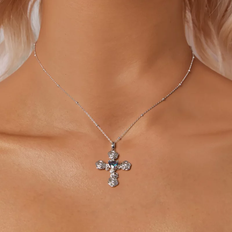 (afbeelding voor) PANDORA Stijl Rozen Kruis Ketting - BSN379 - Bekijken 5