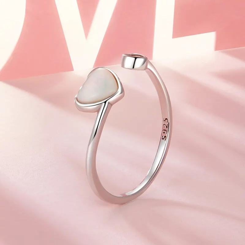 (afbeelding voor) PANDORA Stijl Hart-Kloppende Witte Schelp Open Ring - BSR520-E - Bekijken 2