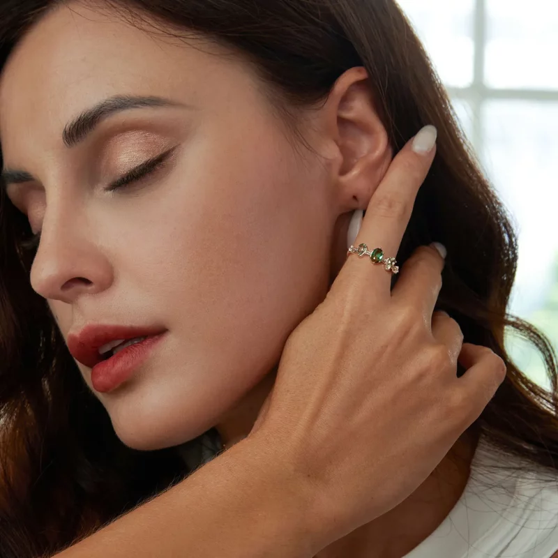 (afbeelding voor) PANDORA Stijl Verlooptint Glas Toermalijn Ring - BSR527 - Bekijken 5