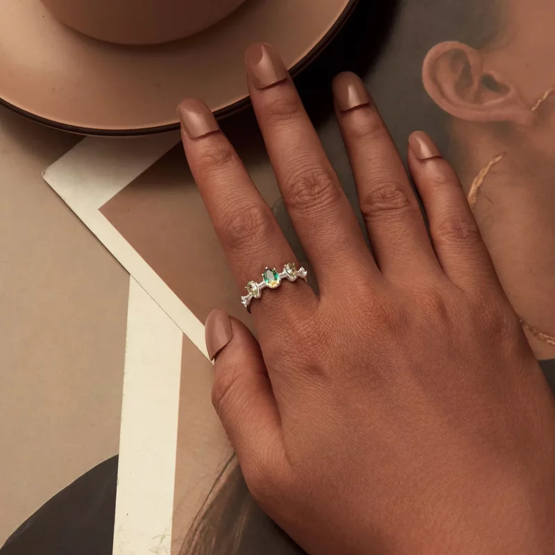 (afbeelding voor) PANDORA Stijl Verlooptint Glas Toermalijn Ring - BSR527 - Bekijken 6
