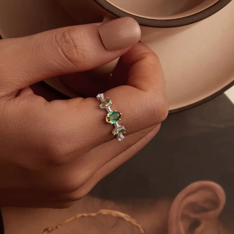 (afbeelding voor) PANDORA Stijl Verlooptint Glas Toermalijn Ring - BSR527 - Bekijken 7