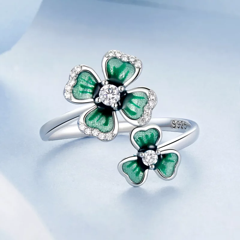 (afbeelding voor) PANDORA Stijl Vierblad Klaver Open Ring - BSR528-E - Bekijken 3