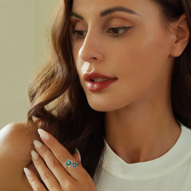 (afbeelding voor) PANDORA Stijl Vierblad Klaver Open Ring - BSR528-E - Bekijken 5
