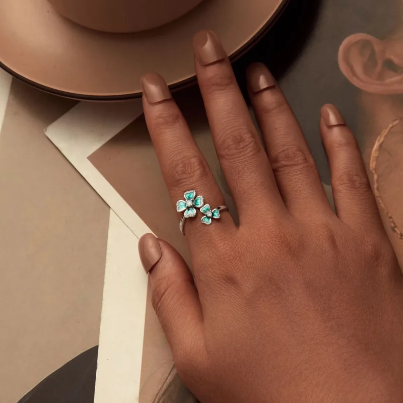 (afbeelding voor) PANDORA Stijl Vierblad Klaver Open Ring - BSR528-E - Bekijken 6