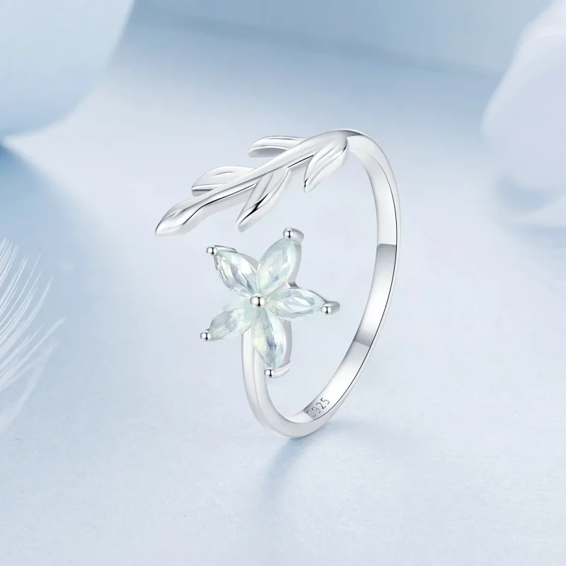 (afbeelding voor) PANDORA Stijl Groen Bloem Open Ring - BSR533-E - Bekijken 2