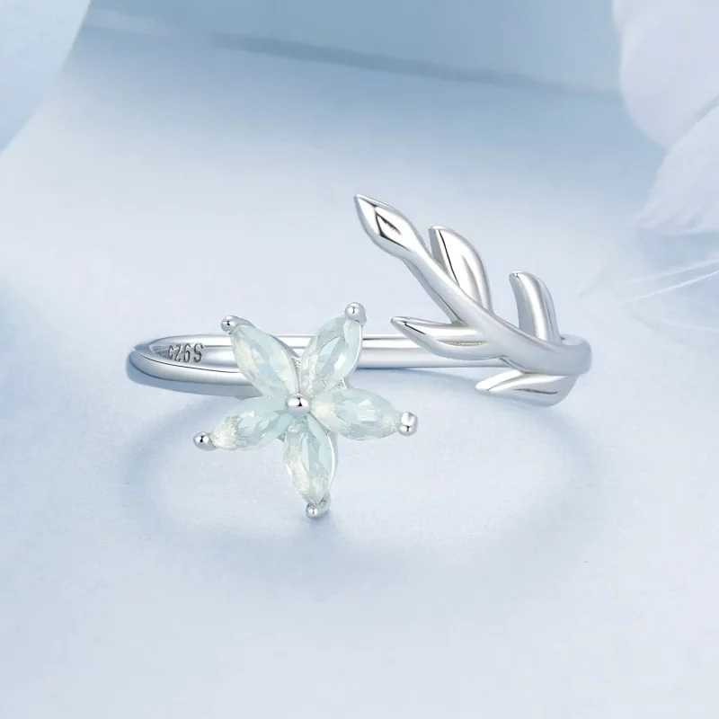 (afbeelding voor) PANDORA Stijl Groen Bloem Open Ring - BSR533-E - Bekijken 3