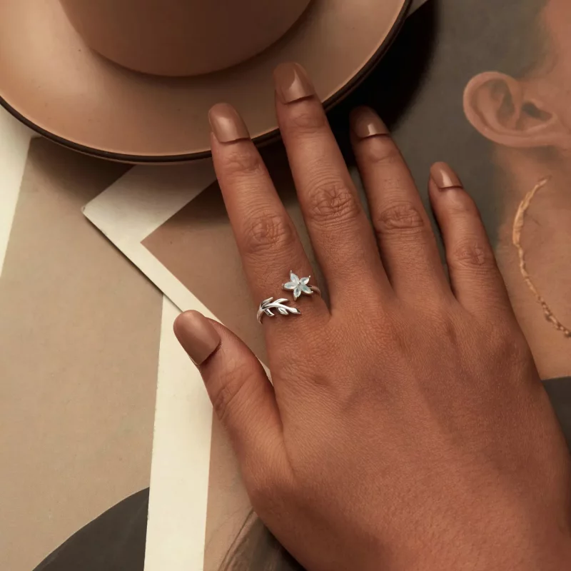 (afbeelding voor) PANDORA Stijl Groen Bloem Open Ring - BSR533-E - Bekijken 5