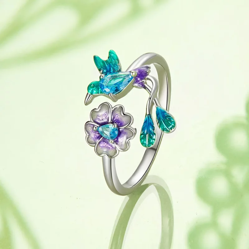 (afbeelding voor) PANDORA Stijl Bloem En Vogel Open Ring - BSR536-E - Bekijken 3