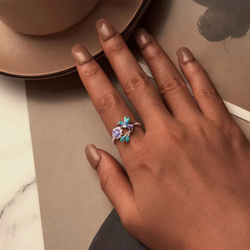 (afbeelding voor) PANDORA Stijl Bloem En Vogel Open Ring - BSR536-E - Bekijken 4