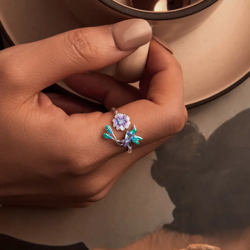 (afbeelding voor) PANDORA Stijl Bloem En Vogel Open Ring - BSR536-E - Bekijken 5