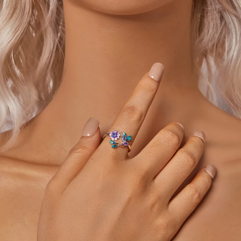 (afbeelding voor) PANDORA Stijl Bloem En Vogel Open Ring - BSR536-E - Bekijken 6