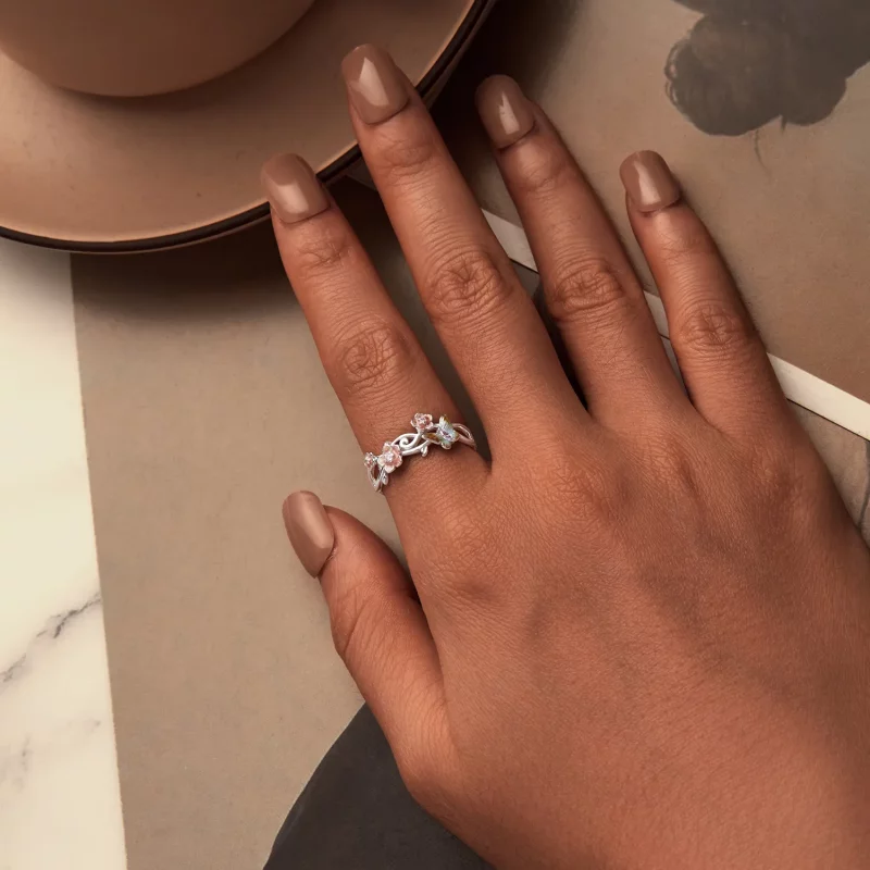 (afbeelding voor) PANDORA Stijl Romantische Sakura Vlinder Open Ring - BSR538-E - Bekijken 4