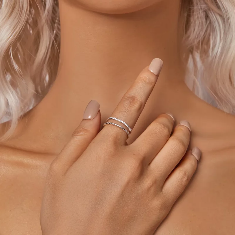 (afbeelding voor) PANDORA Stijl Dubbele Laag Verfijnde Stijl Ring - BSR541 - Bekijken 6