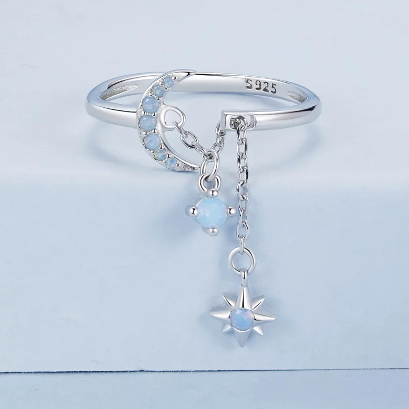 (afbeelding voor) PANDORA Stijl Ster En Maan Ketting Open Ring - BSR548-E - Bekijken 2