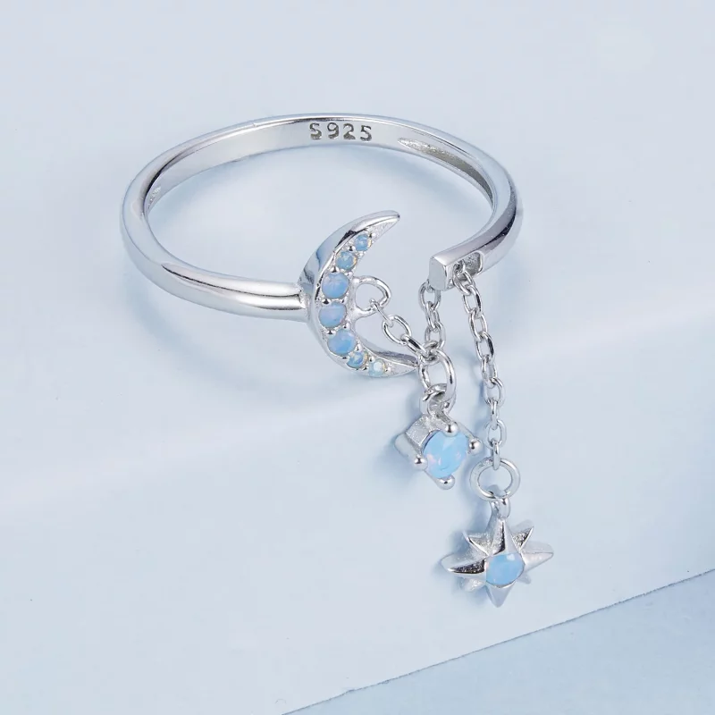 (afbeelding voor) PANDORA Stijl Ster En Maan Ketting Open Ring - BSR548-E - Bekijken 3