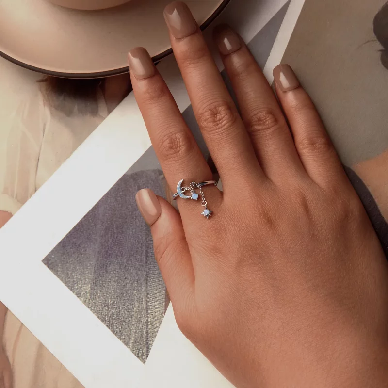 (afbeelding voor) PANDORA Stijl Ster En Maan Ketting Open Ring - BSR548-E - Bekijken 4