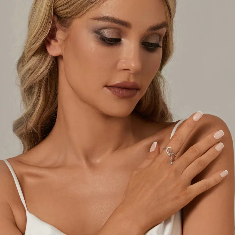 (afbeelding voor) PANDORA Stijl Ster En Maan Ketting Open Ring - BSR548-E - Bekijken 7